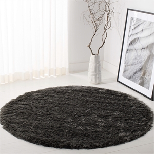 Safavieh Paris Shag 7' Round Hand Tufted Rug in Titanium