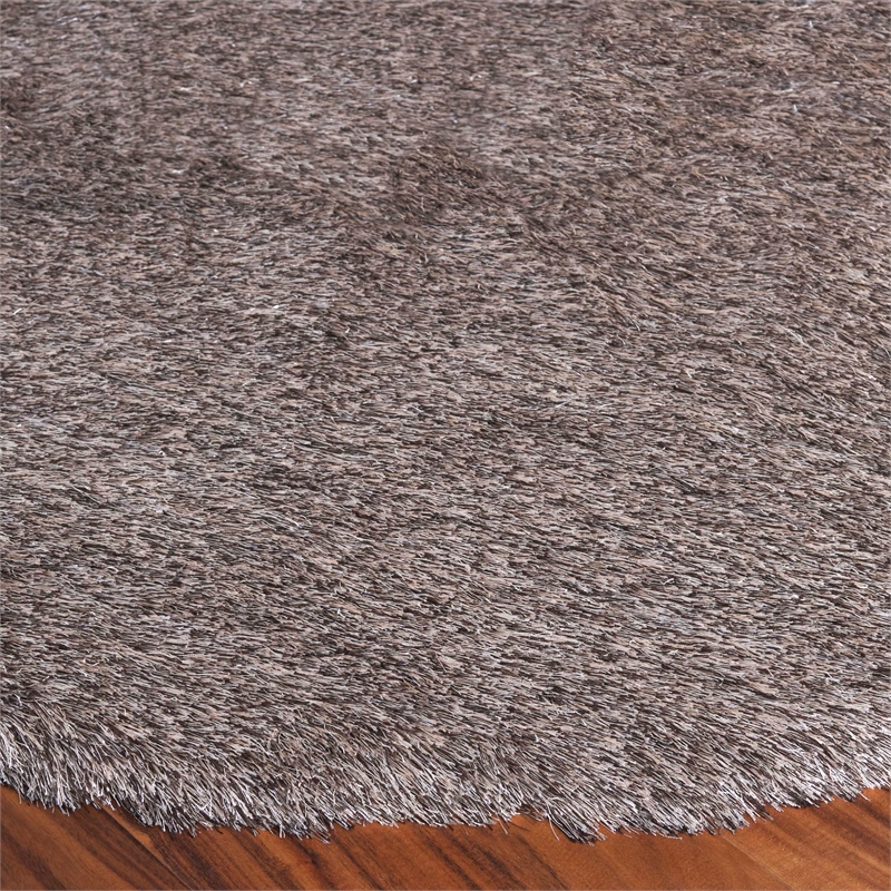 Safavieh Paris Shag 7' Round Hand Tufted Polyester Rug in Sable