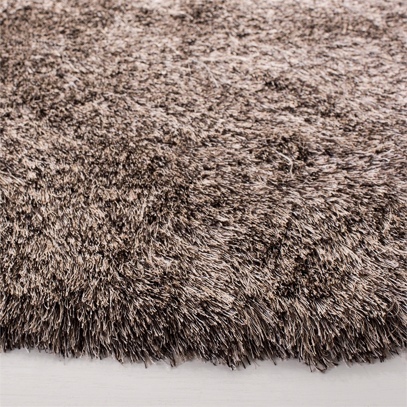 Safavieh Paris Shag 7' Round Hand Tufted Polyester Rug in Sable