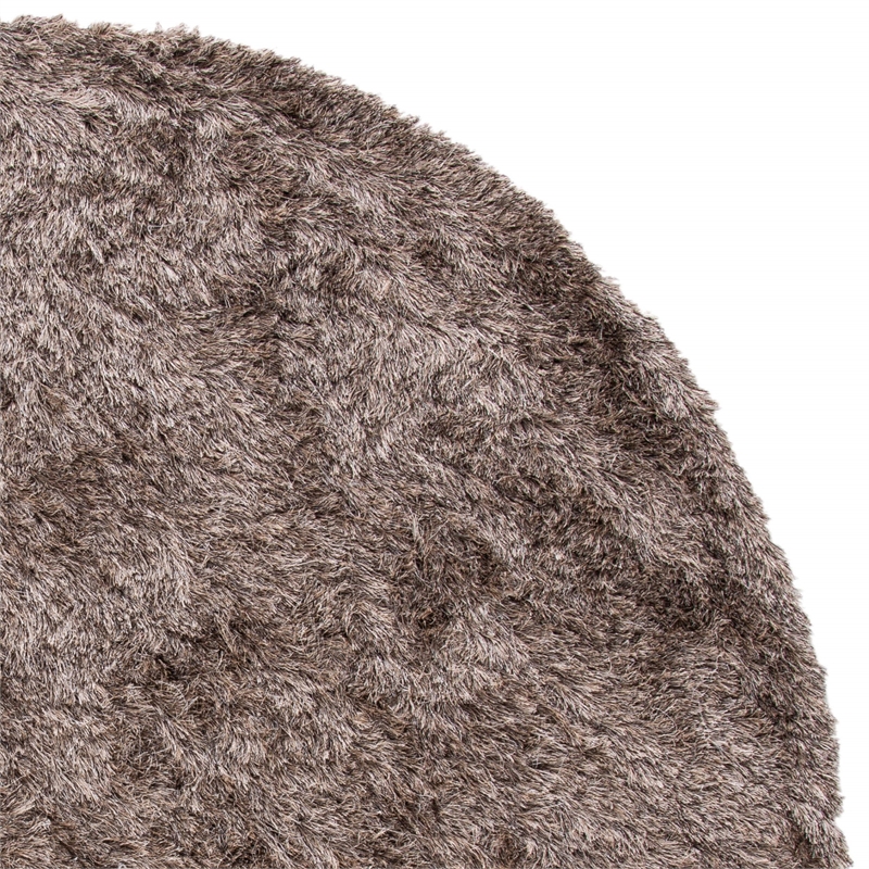 Safavieh Paris Shag 7' Round Hand Tufted Polyester Rug in Sable