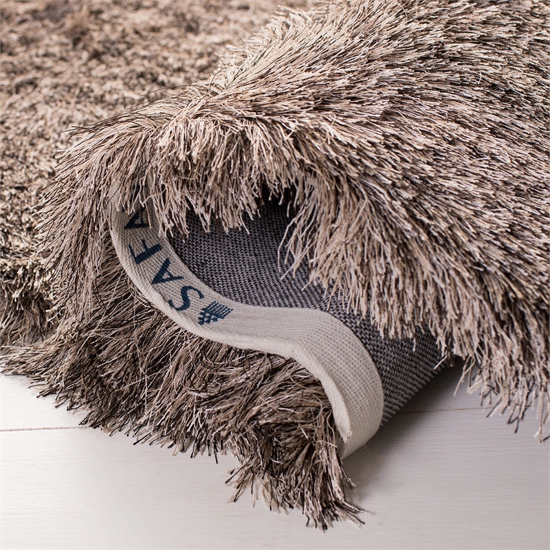 Safavieh Paris Shag 7' Round Hand Tufted Polyester Rug in Sable