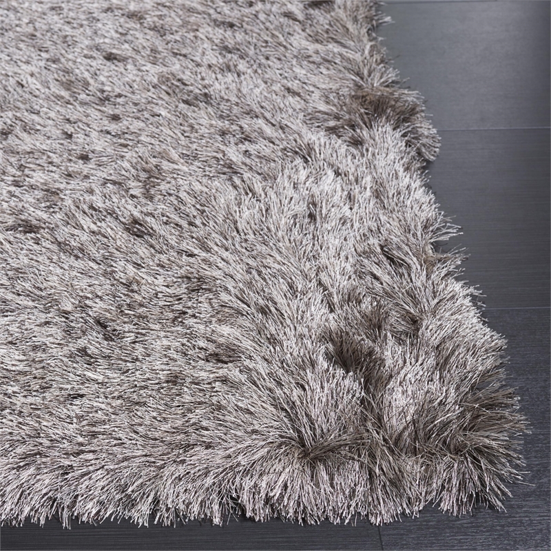 Safavieh Paris Shag 9' Square Hand Tufted Polyester Rug in Sable