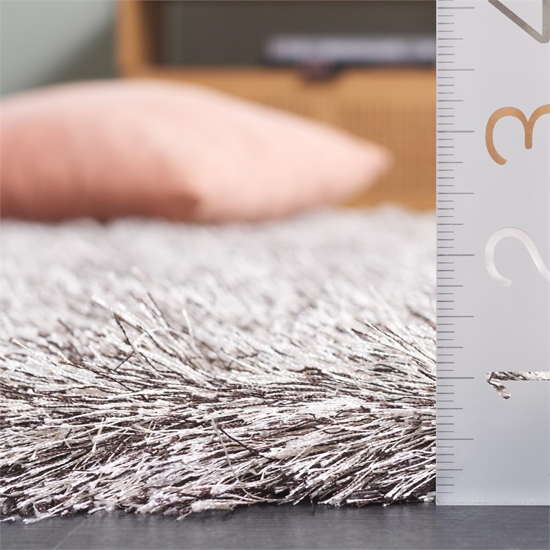 Safavieh Paris Shag 9' Square Hand Tufted Polyester Rug in Sable