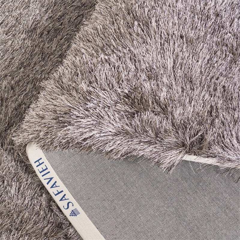 Safavieh Paris Shag 9' Square Hand Tufted Polyester Rug in Sable