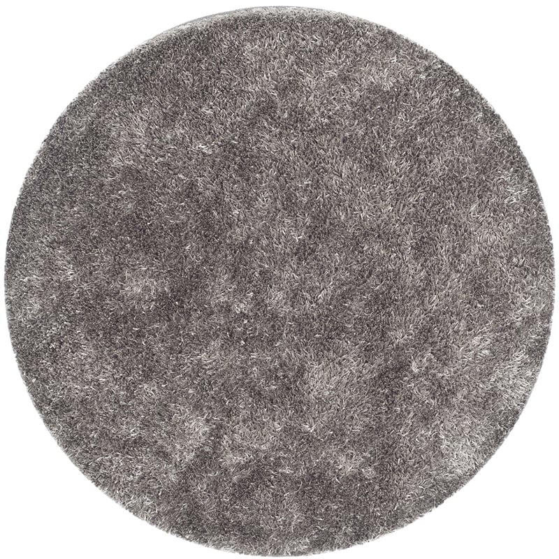 Safavieh Paris Shag 7' Round Hand Tufted Rug in Gray and Gray