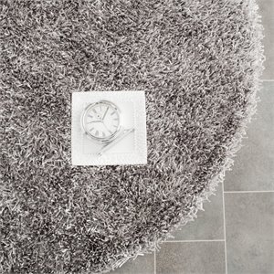 safavieh paris shag 7' round hand tufted rug in gray and gray