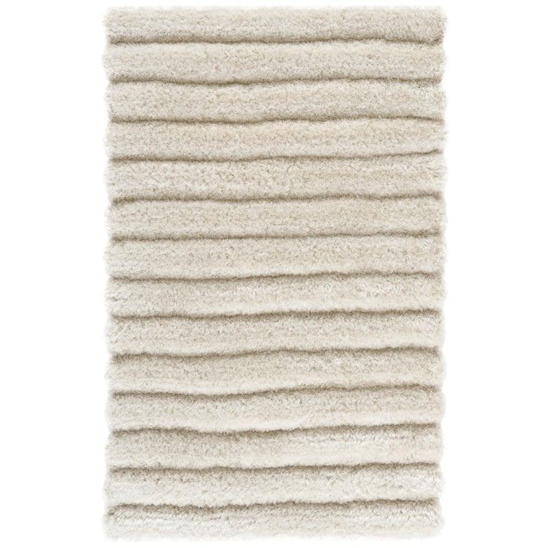 Safavieh 3D Shag 6' Round Hand Tufted Rug in Pearl