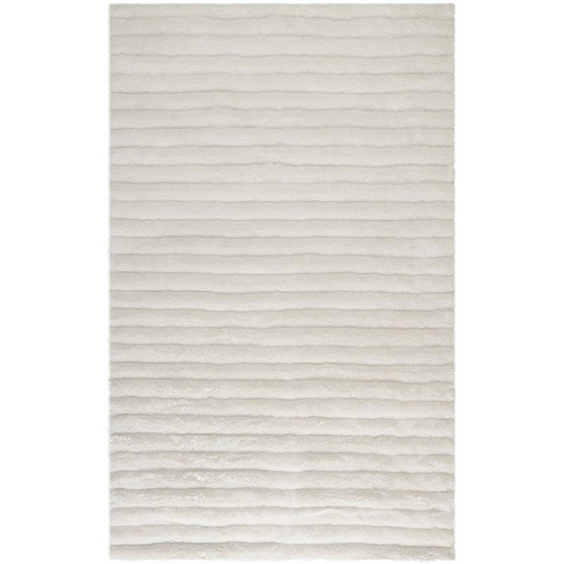 Safavieh 3D Shag 6' Round Hand Tufted Rug in Pearl