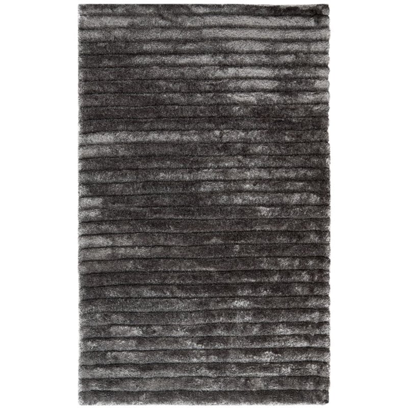 Safavieh 3D Shag 6' Round Hand Tufted Rug in Silver