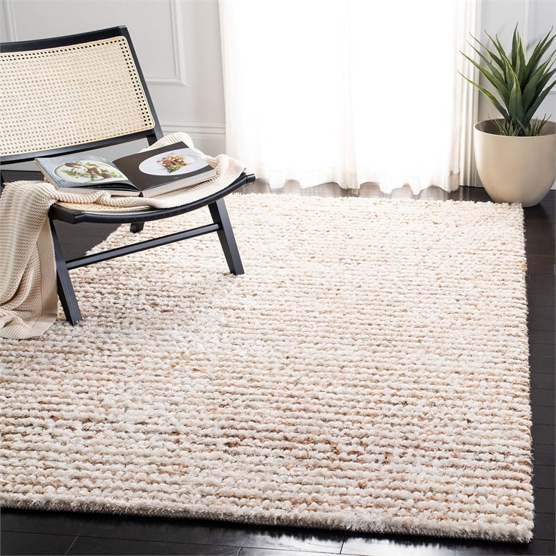 Safavieh Shag 9' X 12' Handmade Rug in White and Beige