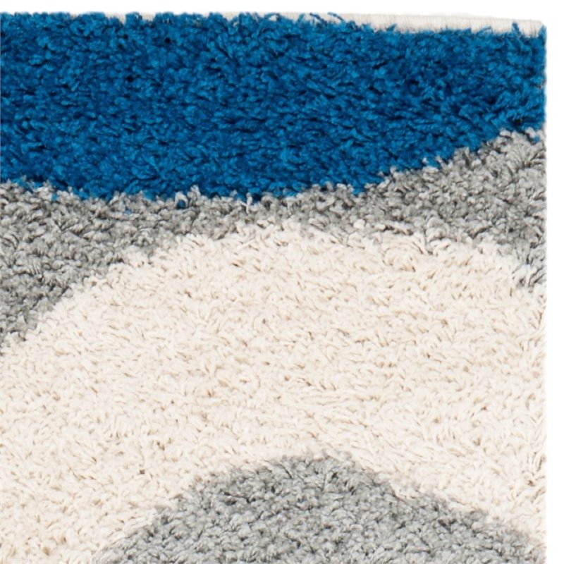 Safavieh Shag 5' Round Power Loomed Rug in Blue and Gray