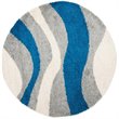Safavieh Shag 5' Round Power Loomed Rug in Blue and Gray