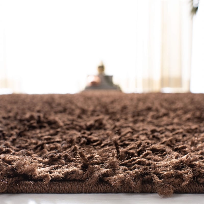 Safavieh Athens Shag 3' X 5' Power Loomed Polypropylene Rug in Brown