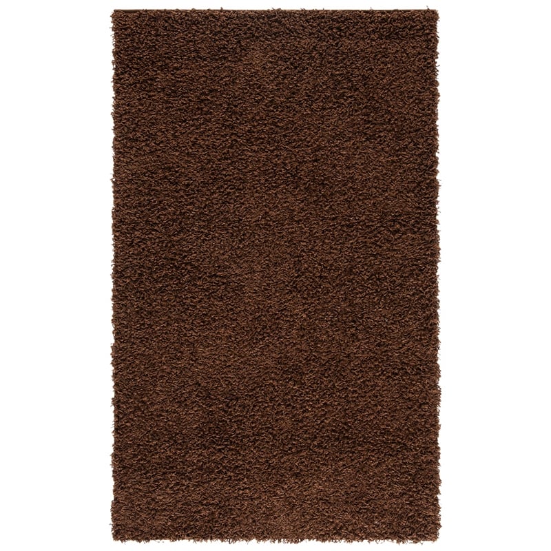 Safavieh Athens Shag 3' X 5' Power Loomed Polypropylene Rug in Brown