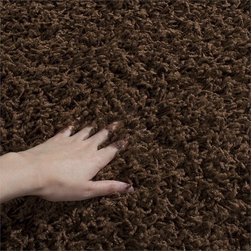 Safavieh Athens Shag 3' X 5' Power Loomed Polypropylene Rug in Brown