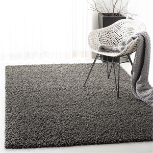 Safavieh Athens Shag 6'7&quot Square Power Loomed Rug in Dark Gray