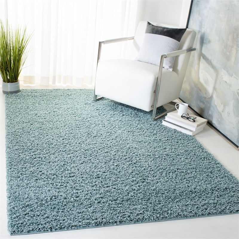 Safavieh Athens Shag 6' X 9' Power Loomed Polypropylene Rug in Seafoam