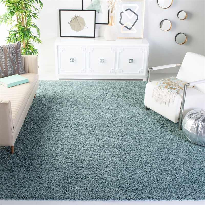 Safavieh Athens Shag 9' X 12' Power Loomed Rug in Seafoam