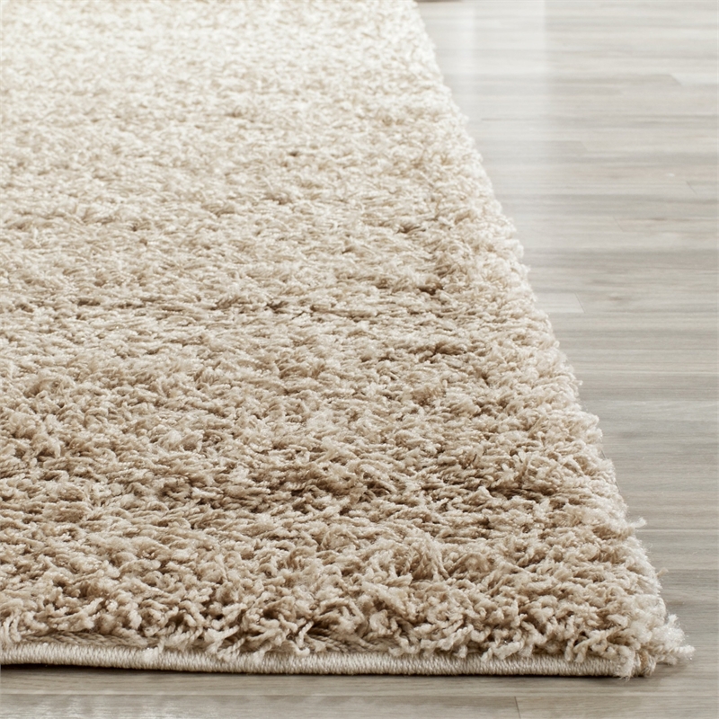 Safavieh Athens Shag 3' X 5' Power Loomed Polypropylene Rug in Beige