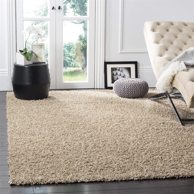 Safavieh Athens Shag 6' X 9' Power Loomed Polypropylene Rug in Beige