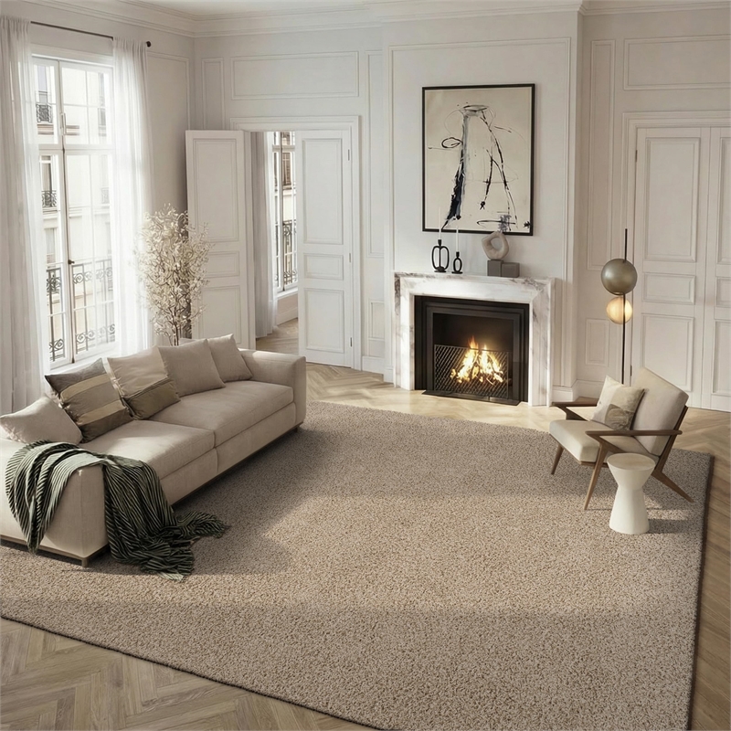 Safavieh Athens Shag 9' X 12' Power Loomed Polypropylene Rug in Beige