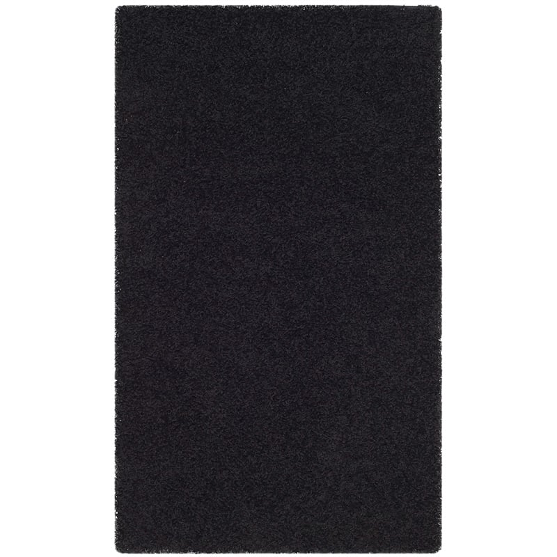 Safavieh Athens Shag 3' X 5' Power Loomed Polypropylene Rug in Black