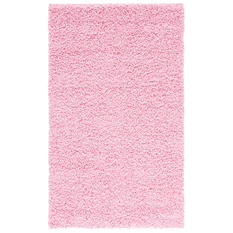 Safavieh Athens Shag 3' X 5' Power Loomed Polypropylene Rug in Pink