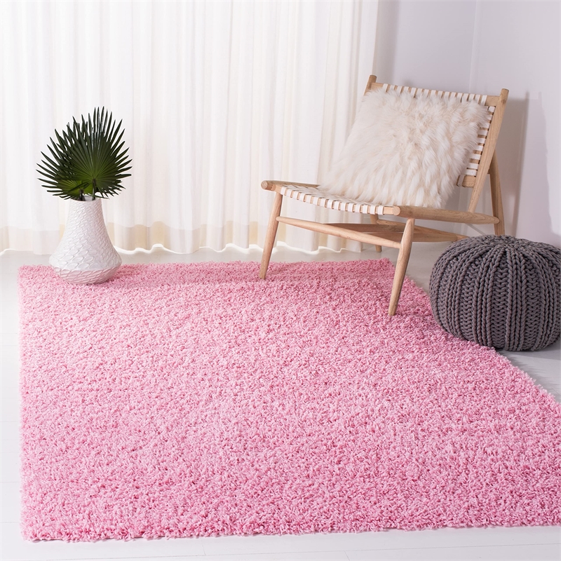Safavieh Athens Shag 9' X 12' Power Loomed Polypropylene Rug in Pink