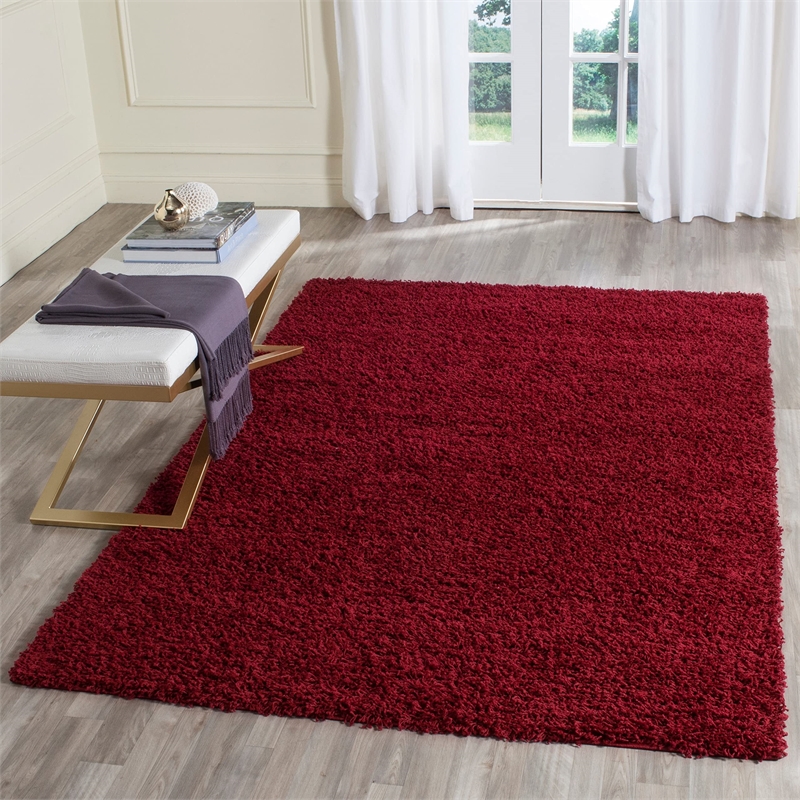Safavieh Athens Shag 8' X 10' Power Loomed Polypropylene Rug in Red