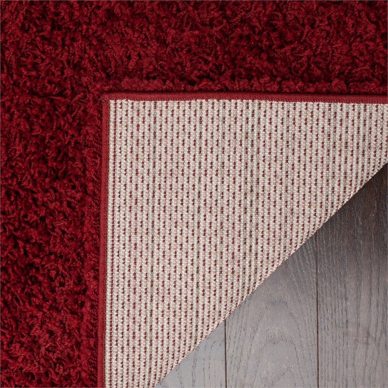 Safavieh Athens Shag 9' X 12' Power Loomed Polypropylene Rug in Red