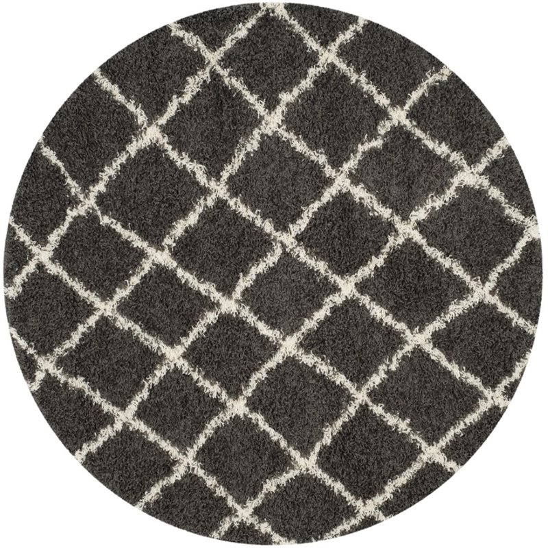 Safavieh Dallas Shag 6' X 9' Power Loomed Rug in Dark Gray and Ivory