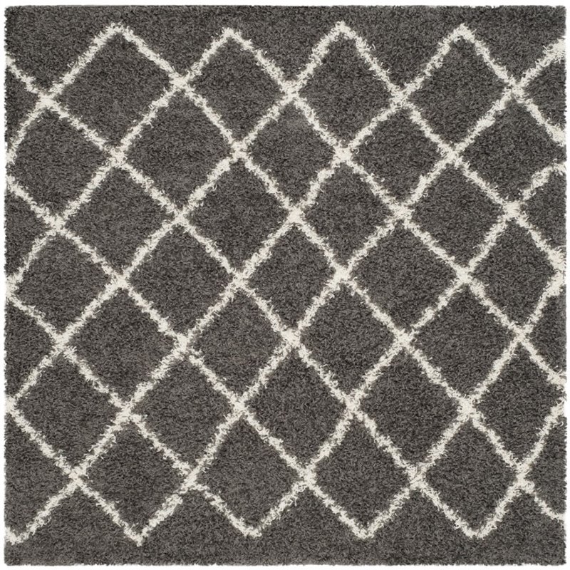 Safavieh Dallas Shag 6' X 9' Power Loomed Rug in Dark Gray and Ivory