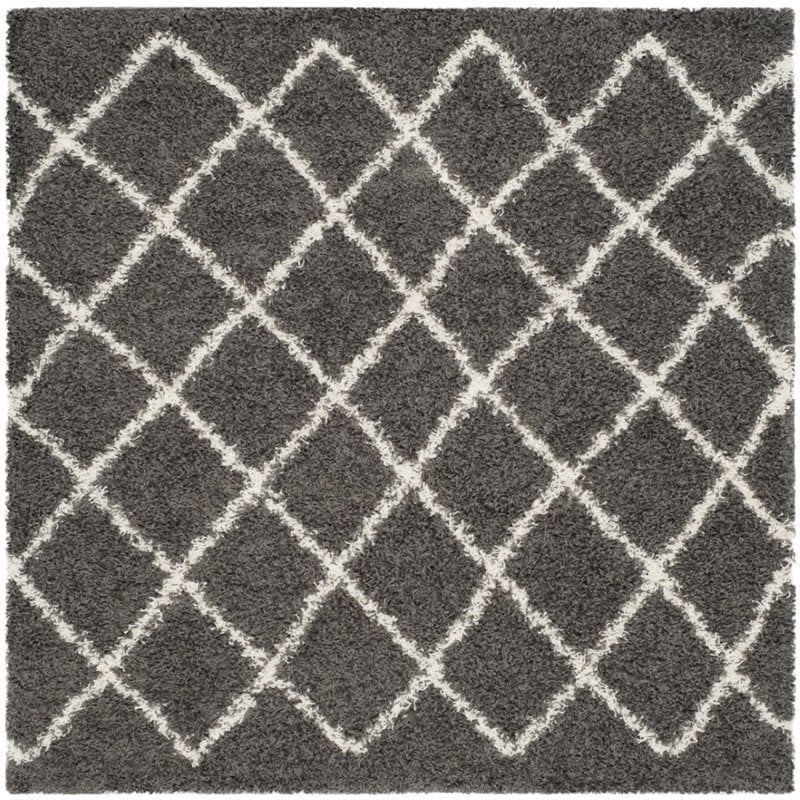 Safavieh Dallas Shag 8' X 10' Power Loomed Rug in Dark Gray and Ivory