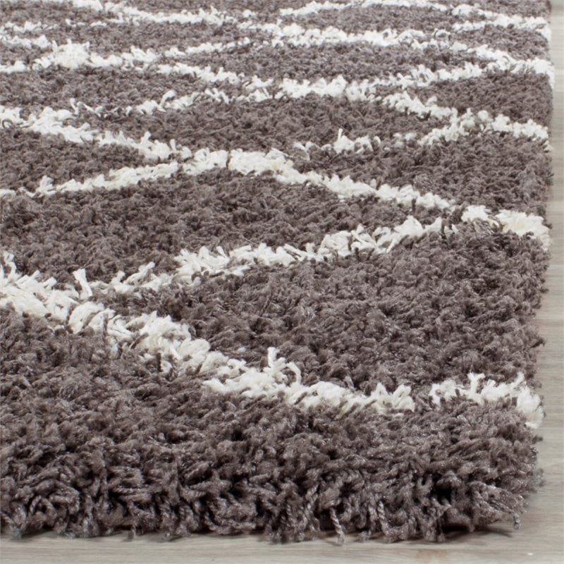 Safavieh Dallas Shag 8' X 10' Power Loomed Rug in Dark Gray and Ivory