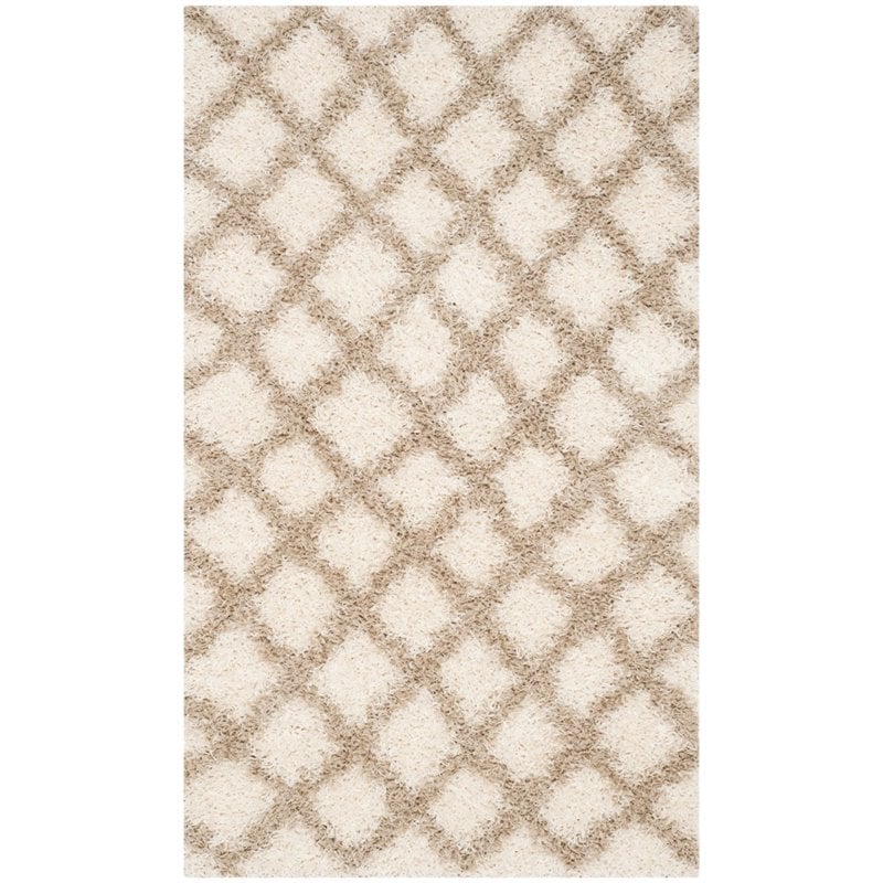Safavieh Dallas Shag 6' X 9' Power Loomed Rug in Ivory and Beige