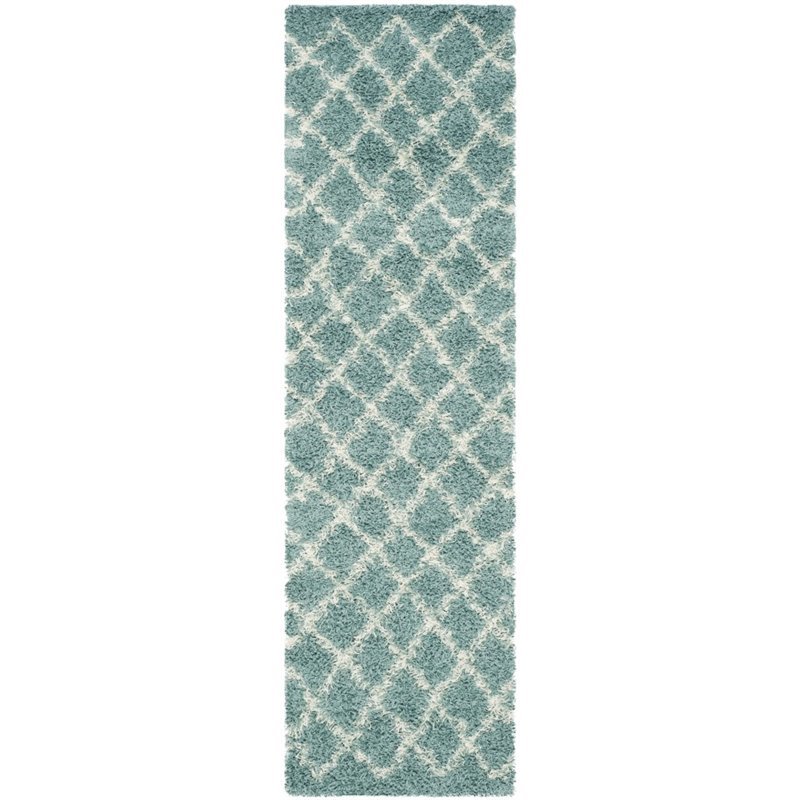 Safavieh Dallas Shag 4' X 6' Power Loomed Rug in Seafoam and Ivory