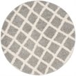 Safavieh Dallas Shag 6' Round Power Loomed Rug in Gray and Ivory