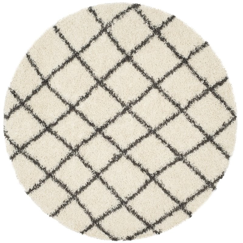 Safavieh Dallas Shag 6' X 9' Power Loomed Rug in Ivory and Dark Green