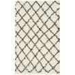 Safavieh Dallas Shag 6' X 9' Power Loomed Rug in Ivory and Dark Green