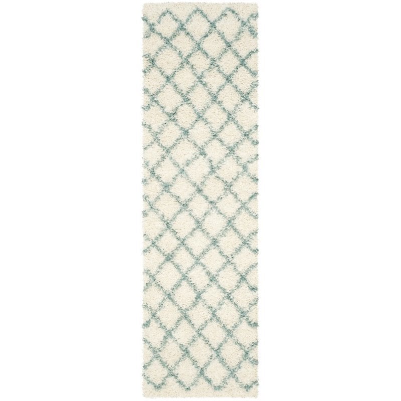 Safavieh Dallas Shag 10' X 14' Power Loomed Rug in Ivory and Seafoam