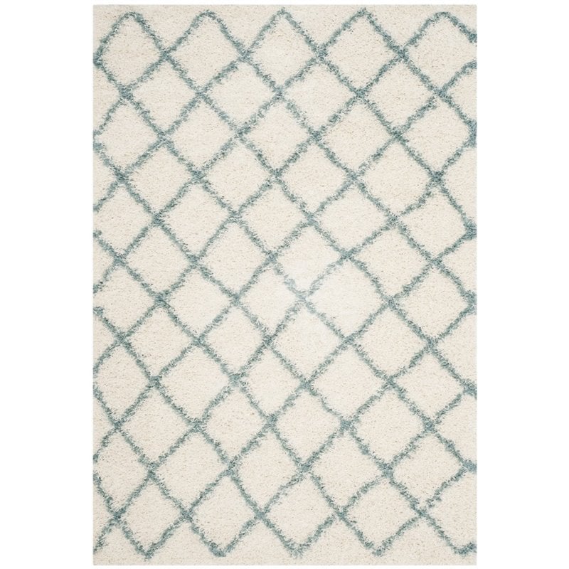 Safavieh Dallas Shag 4' X 6' Power Loomed Rug in Ivory and Seafoam