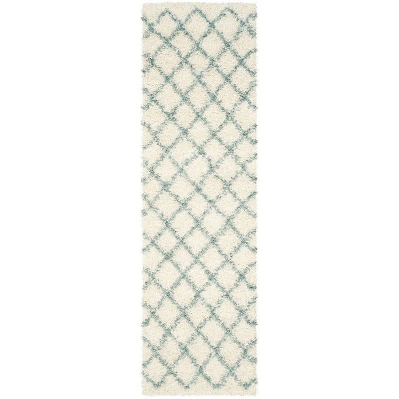 Safavieh Dallas Shag 4' X 6' Power Loomed Rug in Ivory and Seafoam