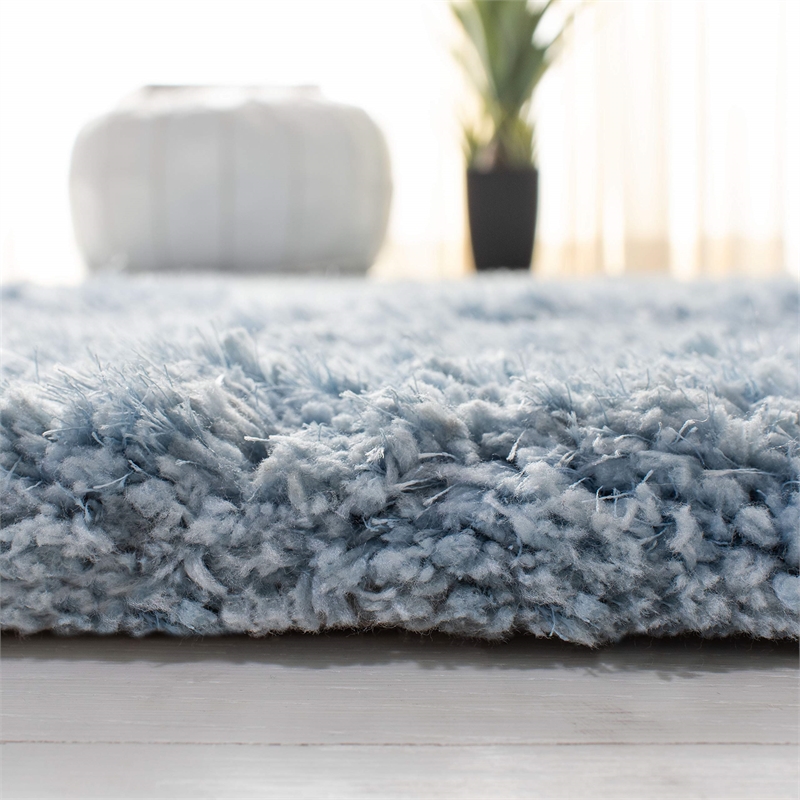 Safavieh Florence Shag 3' X 5' Handmade Polyester Rug in Light Blue