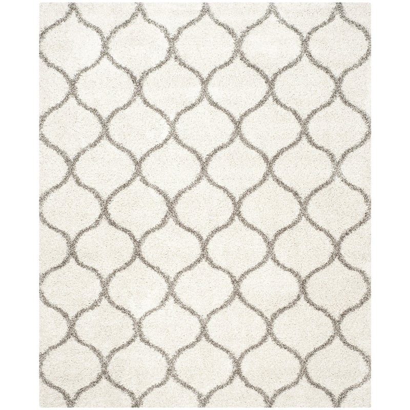 Safavieh Hudson Shag 11' X 15' Power Loomed Rug in Ivory and Gray