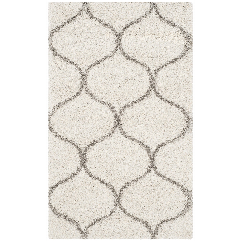 Safavieh Hudson Shag 3' X 5' Power Loomed Rug in Ivory and Gray