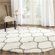 Safavieh Hudson Shag 7' Round Power Loomed Rug in Ivory and Gray