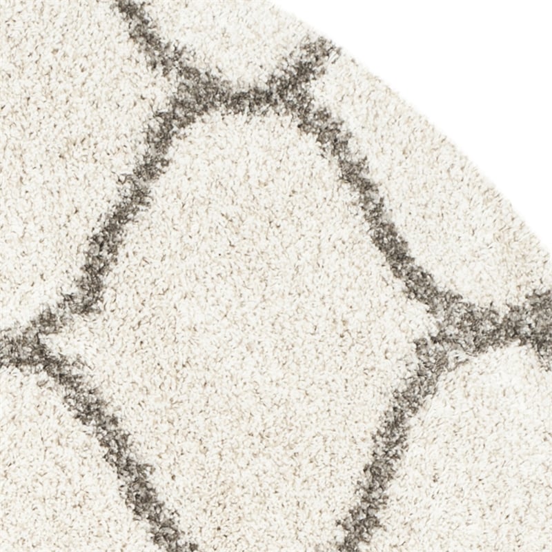 Safavieh Hudson Shag 7' Round Power Loomed Rug in Ivory and Gray