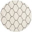 Safavieh Hudson Shag 7' Round Power Loomed Rug in Ivory and Gray