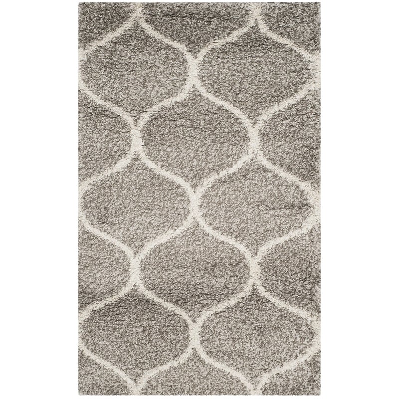 Safavieh Hudson Shag 3' X 5' Power Loomed Rug in Gray and Ivory