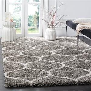 Safavieh Hudson Shag 6' X 9' Power Loomed Rug in Gray and Ivory
